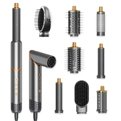 Dryhsip Warmluftbürste, 8 in 1 Hairstyler, Föhnbürste mit haartrockner für Frauen, Airstyler mit Diffuser Haare Föhn, Glätten,Lockenstab Automatisch, Volumen,Eurostecker