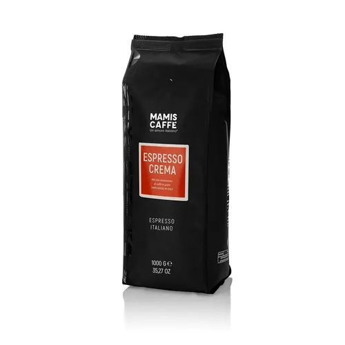 Mamis Caffè Espresso Crema (1 Kg) - Vollmundiger italienischer Kaffee - Kaffee mit 80% Arabica und 20% Robusta für einen harmonischen, schokoladigen Geschmack. Ideal für Espresso, Cappuccino oder Latte Macchiato. Hochwertige Verpackung mit Aromaschutzventil für langanhaltenden Genuss.