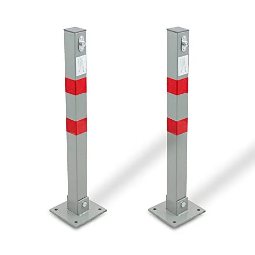 BITUXX Klappbarer Parkpfosten 65cm - Parkplatzsperre für mehr Sicherheit - Parkplatzsperre aus massivem Stahl, witterungsbeständig und mit integriertem Schloss für einfache Handhabung. Ideal zum Schutz vor ungebetenen Gästen.
