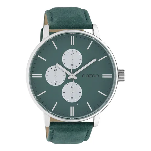 Oozoo Armbanduhr UOC10313 - Damen Analog-Quarzuhr in Grün - Armbanduhren: Stilvolle Oozoo Damen Uhr mit grünem Lederarmband und großem 50mm Gehäuse. Hochwertiges Quarzwerk für präzise Zeitmessung und modisches Design.