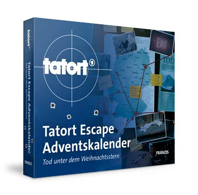 FRANZIS 67197 - Tatort Adventskalender, Tod unter dem Weihnachtsstern, fesselndes Escape Room Erlebnis mit 24 spannenden Rätseln für 1