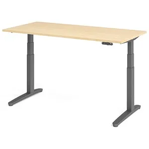 Hammerbacher Sitz-Stehschreibtisch XBHM Ahorn, Graphit 1.600 x 800 mm - Kinderschreibtisch mit höhenverstellbarer Funktion für ergonomisches Arbeiten und Spielen, ideal für wachsende Kinder.
