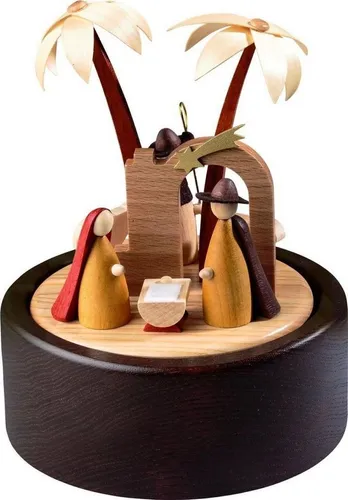 Richard Glaesser Spieluhr Christi Geburt, modernes Design, Höhe 18cm, Handwerkskunst original Erzgebirge