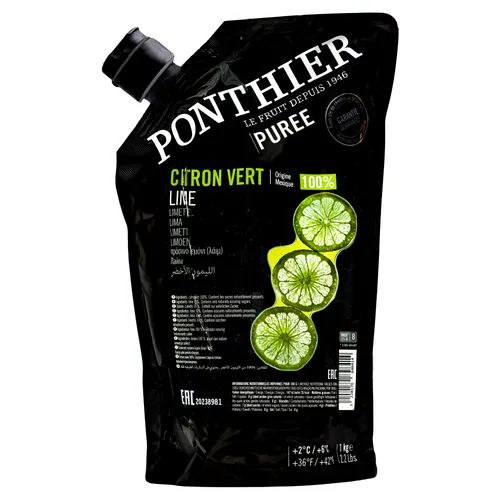 Food-United LIMETTEN PÜREE - Zitrus-Frucht-Püree von Ponthier 1KG - Trockenfrüchte & -gemüse, ideal für Smoothies und Fruchttoppings, vegan und ohne künstliche Aromen, direkt aus Frankreich.