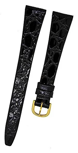 FORTIS Uhrenarmband LEDER schwarz Kroko Dornschließe 14mm NEU 9132
