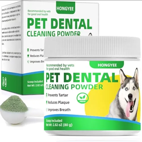 Zahnpflege Pulver für Hunde & Katzen – Hundezahnpasta Pulver : Natürliche Inhaltsstoffe, entfernt Zahnstein & Plaque, bekämpft Mundgeruch, schützt Zahnfleischen, einfach anzuwenden, kompakte Packung
