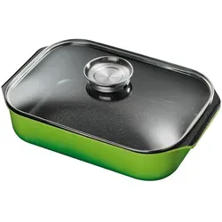 Bräter KING, grün, B:26cm L:40cm, Töpfe, mit Glasdeckel und Aromaknopf