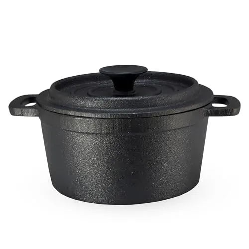 Spetebo Gusseisen Topf mit Deckel 14 cm - Grilltopf Eisentopf Kochtopf Schmortopf Bräter