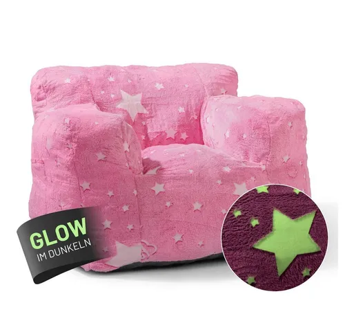 Lumaland Sitzsack Kinder Sessel Glow in The Dark in pink von Lumaland