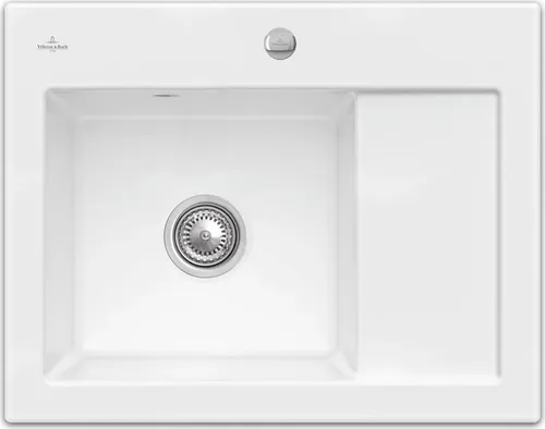 Villeroy & Boch Subway 45 Compact - 3312 02 R1 Keramikspüle - Hochwertige Einbauspüle in Weiß (alpin) mit Excenterbetätigung, ideal für Unterschränke ab 45 cm. Maße: 65 x 51 cm, perfekt für moderne Küchen.