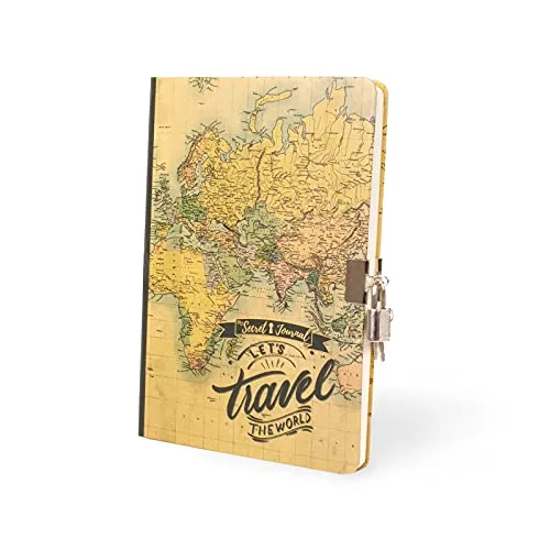 I-TOTAL ® - Geheimtagebuch mit Vorhängeschloss und zwei Schlüsseln | Tagebuch für Geheimnisse, 80 Seiten, DOT-Seiten (Maps)