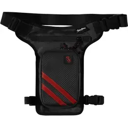 Rusty Stitches Gordon Beintasche - Schwarz/Rot, One Size - Mode-Hüfttaschen mit wasserabweisenden Reißverschlüssen und ergonomischem Design für optimalen Tragekomfort und Sichtbarkeit bei Nacht.