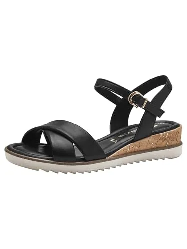 Tamaris Sandalette 1-28106-42 001 - Wanderschuhe mit 4.5 cm Keilabsatz, runder Schuhspitze und TOUCH-IT-Technology für optimalen Tragekomfort und Dämpfung – ideal für lange Wanderungen.