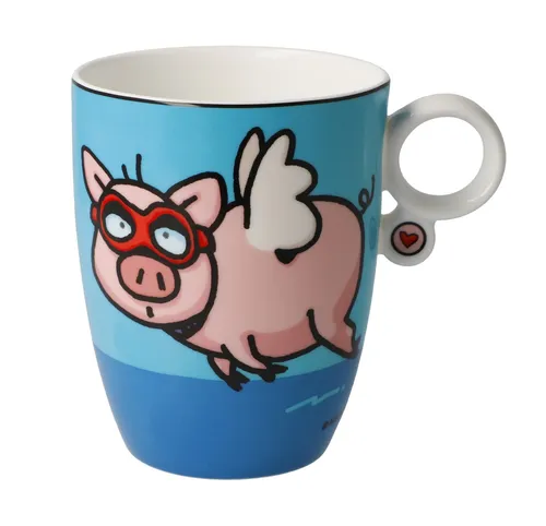 Goebel Ed Heck Künstlertasse When Pigs Fly - Pop Art Tasse 400 ml - Hochwertige Porzellantasse im bunten Pop Art Design, ideal für Kaffeeliebhaber und Sammler. Perfekt für den täglichen Genuss oder als Geschenk.