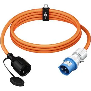 Goobay CEE-Adapter 76223, Länge 1,5 m, CEE 16A / 230V auf Schutzkontakt 230V, IP44