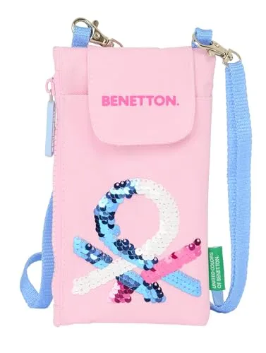 Safta Benetton Pink - Handytasche, Standardportemonnaie, bequem und vielseitig, Qualität und Widerstandsfähigkeit, 19 x 10 cm, Rosa, Rosa, Estándar, Lässig