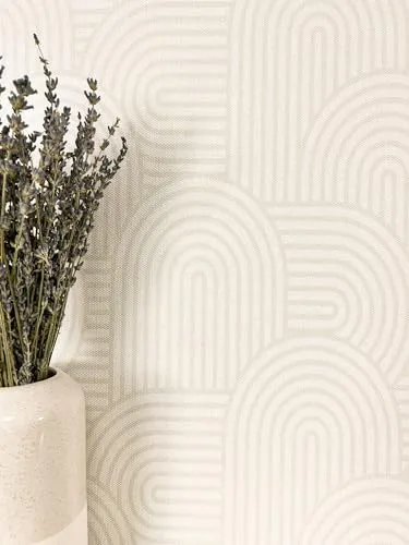 Newroom Tapete Creme Vlies Boho Linien in beige von Newroom