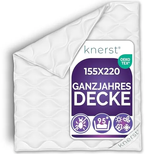 Bettdecke Ganzjahresdecke 155x220 cm - Allergikerfreundlich und Waschbar - Bettdecken für das ganze Jahr: Diese 155x220 cm große, atmungsaktive Decke sorgt für ein perfektes Schlafklima und ist pflegeleicht waschbar – ideal für Allergiker und empfindliche Haut.