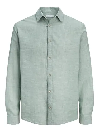 Jack&Jones Essentials Jjesummer Linen Blend Shirt L/S Sn - Hochwertiges Langarmhemd aus Leinen-Mischung, ideal für den Sommer. Bequem und lässig geschnitten, perfekt für entspannte Anlässe.
