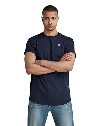 G-STAR RAW Herren Lash T-Shirt - T-Shirt für Herren mit geripptem runden Ausschnitt und G-Star RAW Print auf der Brust – ideal für lässige Outfits.