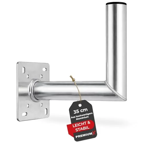 Premium X 35cm Wandhalter Aluminium für Satellitenschüsseln - Robuste Aluminium-Halterung für Ihre Sat-Anlage. Witterungsbeständig und rostfrei. Einfache Montage und Kabeldurchführung für optimalen Einsatz im Freien.