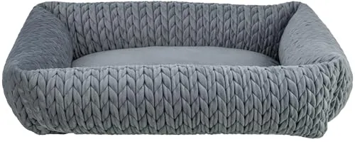 TRIXIE Hundebett Livia 65x50 cm – Weiches Kuschelbett für kleine Hunde - Hundebetten für kleine Hunde mit weichem Samtbezug und fest integriertem Kissen, waschbar bei 30°C und rutschfester Boden für optimalen Liegekomfort.