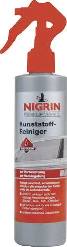 Nigrin Kunststoffreiniger 300ml – effektive Reinigung für Ihr Auto - Der NIGRIN Kunststoffreiniger entfernt hartnäckige Verschmutzungen porentief und schont gleichzeitig das Material. Ideal für unlackierte Kunststoffe, Vinyl und Gummi im Außenbereich Ihres Fahrzeugs.