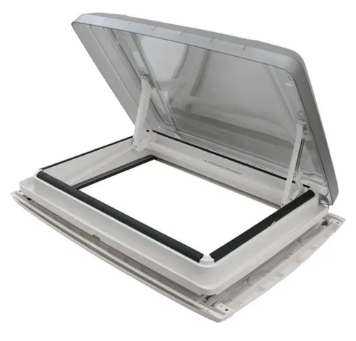 MPK VisionStar L pro Dachhaube 70 x 50 in signalweiß - Dachfenster für Caravan und Wohnmobile, mit hochwertiger Doppelverglasung für optimale Isolation und UV-Schutz. Stufenlos aufstellbar bis 55° für besten Luftaustausch.