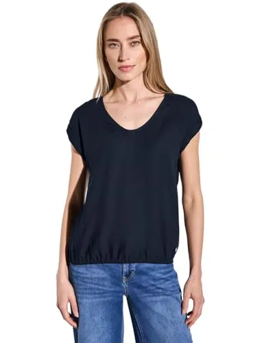 Street One Damen Bluse in Unifarbe – Bequeme Eleganz - Stylisches Blusenshirt mit Rundhalsausschnitt und elastischem Saum. Hergestellt aus weicher Viskose für höchsten Tragekomfort. Ideal für jeden Anlass.