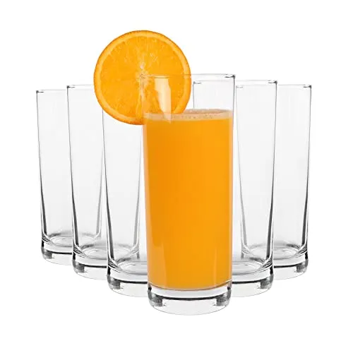 Argon Tableware 6X Highball-Gläser - 360ml Klassische Hohe Wasser- und Cocktailgläser - Strapazierfähiges Kristallklares Glasgeschirr für Gin, Bier, Saft und Erfrischungsgetränke - Spülmaschinenfest