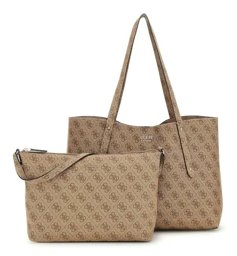 Guess Shopper Tote Set (3-tlg) - Latte Logo - Stylischer Shopper aus hochwertigem Polyurethan mit praktischem Karabinerhaken, ideal für den Alltag und perfekt für Modebewusste.