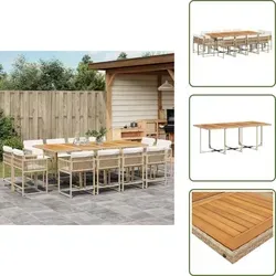 Vidaxl 13-tlg. Garten-essgruppe Mit Kissen Beige Poly Rattan