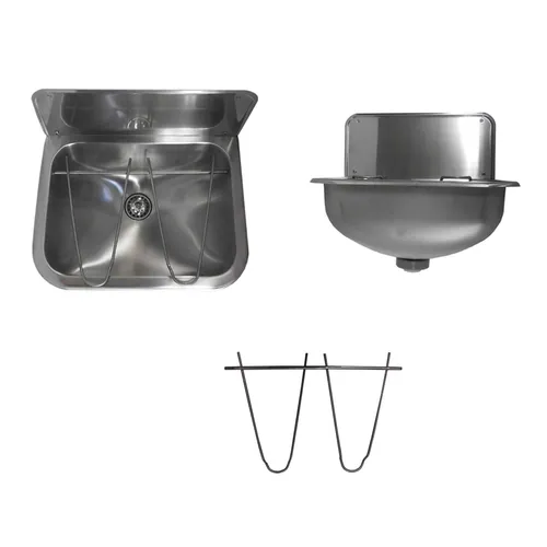 Edelstahl Ausgussbecken - Mehrzweckbecken 465 mm - Eckiges Edelstahlbecken mit optimalen Abmessungen für vielseitige Anwendungen, ideal für Küchen und Waschräume. Hochwertiges Material sorgt für Langlebigkeit und einfache Reinigung.