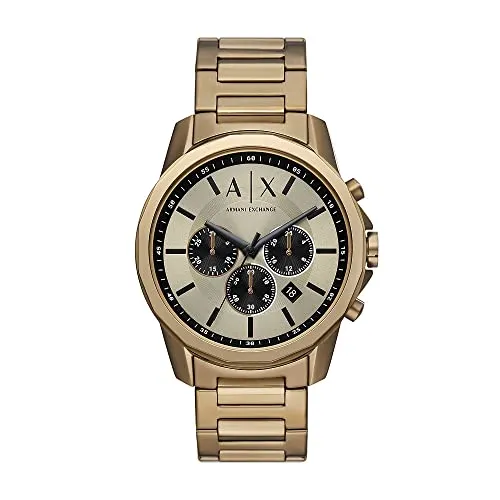 A|X ARMANI EXCHANGE Mod. BANKS - Eleganter Chronograph in Braun/Beige - Chronograph für Herren, Quarzwerk, 50m wasserdicht, edles Edelstahlarmband, perfekter Begleiter für stilbewusste Männer.