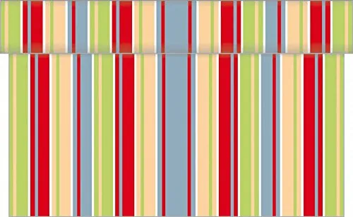 Sovie HOME Tischläufer Livia aus Linclass Airlaid, 40cm x 4,80m, 1 Stück, perforiert alle 30cm, Streifendesign in Grün Rot Blaugrau Aprikot, Moderne Tischdekoration