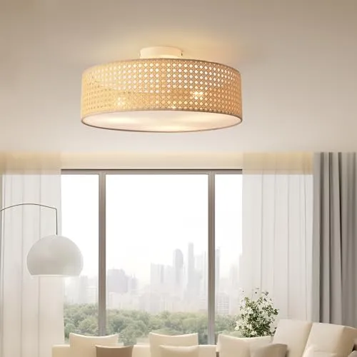 lux.pro Deckenleuchte Ascot 3-flammig in Rattanoptik - Lampen für Wohnzimmer und Essbereich, individuelle Helligkeit durch 3 E27-Fassungen, modernes Design in Rattanoptik für stilvolle Akzente.