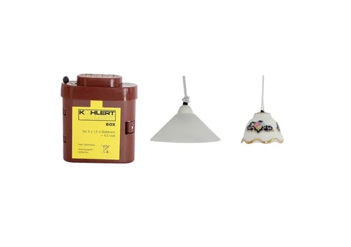 Kahlert LED-Hängelampenset mit Porz../Kst.-Schirm und Batt.-Box o.B.