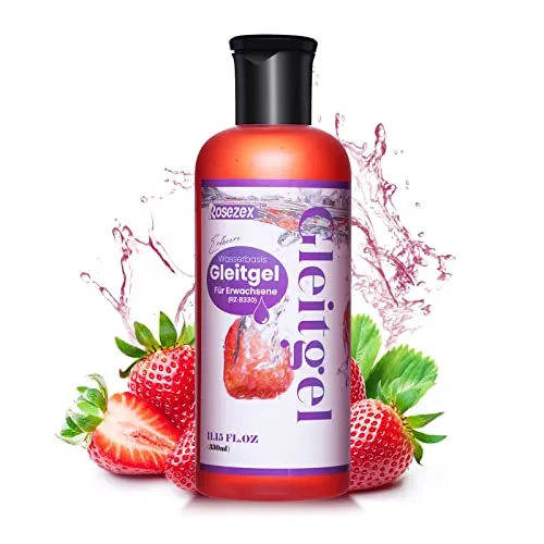Gleitgel Wasserbasis mit Erdbeergeschmack, Essbar, Nicht klebrig, kein Zucker, für Frauen und Männer, Paare, Oralen Spaß, Sexspielzeug, Kondome, 330 ml diskrete Verpackung