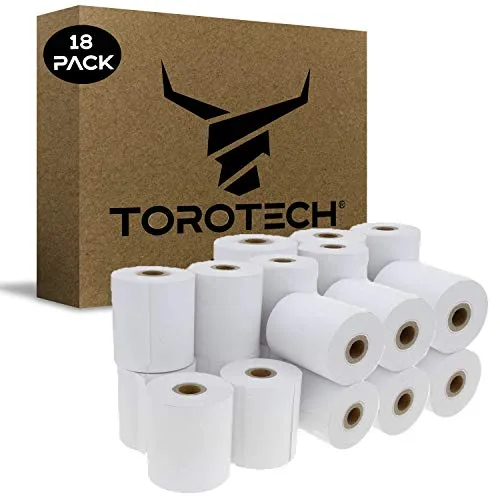 TOROTECH Bonrollen 57x35x12 mm - 18 Rollen - Thermopapier Thermorrollen weiß, ohne Rückseitendruck - Bonrollen Umweltfreundlich BPA-frei Phenolfrei - Tickets Terminals Kreditkarten (18)