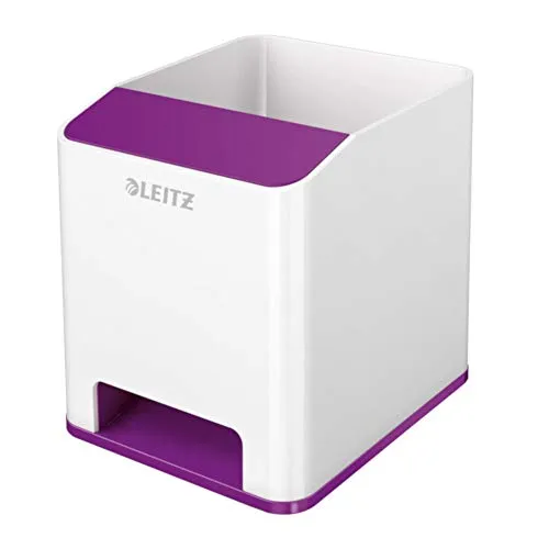 Leitz Wow Sound Stifteköcher mit Soundverstärkungsfunktion, weiß/violett