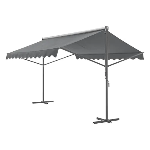 pro.tec Standmarkise Selenizza 300x300cm - Freistehende Markise für Garten und Terrasse, bietet perfekten Sonnenschutz mit verstellbarem Neigungswinkel und einfacher Handkurbel zum Öffnen und Schließen.