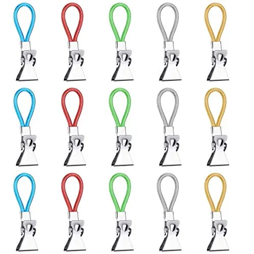 Esteopt aufhänger für handtücher, aufhänge-clips, 15er Pack Aufhänger für Küchen Handtücher, Handtuchhaken Set, handtuch-haken bunt, multifunktions clips metall für bad, kücher, balkon usw