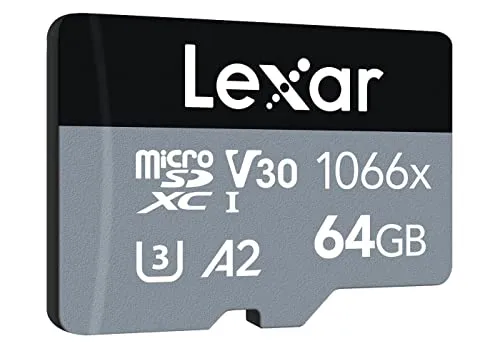 Lexar 64GB High-Performance 1066x microSDXC UHS-I - Hochgeschwindigkeits-Speicherkarte, bis zu 160MB/s Lesen und 70MB/s Schreiben für 1080p Full-HD und 4K-UHD-Videos