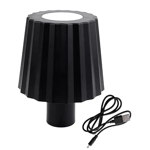 Akku Touch Flaschenleuchte geriffelt 14 x 10 cm - schwarz - Flaschenlicht warm und kalt weiß zum Aufstecken - Deko Flaschen Lampe Tischleuchte dimmbar wiederaufladbar für den Innenbereich