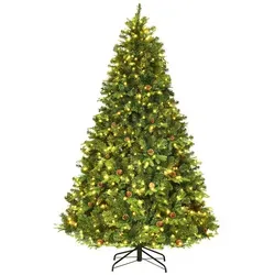 COSTWAY 225cm LED Künstlicher Weihnachtsbaum - Nussknacker - Mit 460 LED Lichtern und realistischen Nadeln für eine festliche Atmosphäre. Ideal für Zuhause, Büro oder Geschäfte, stabiler Metallständer und einfacher Aufbau dank Klappsystem.
