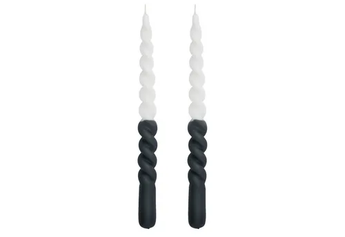 coco+cozy Tafelkerze Stabkerze Lene, anthrazit-weiß, 7 h Brenndauer, weiß, anthrazit