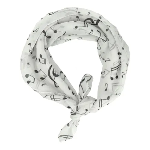 mugesh Chiffon Schal Notenmotive weiß in weiß von Mugesh