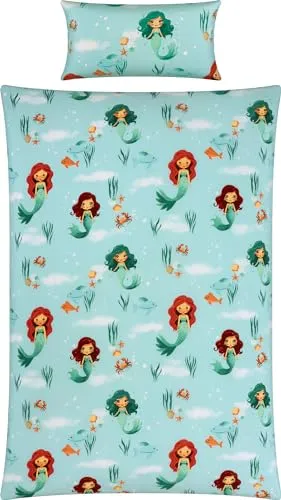 REDBEST Kinder-Bettwäsche Renforcé türkis Größe 1x 135x200 cm + 1x 40x80 cm