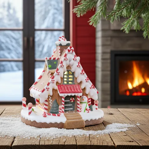 Buntes LED Lebkuchenhaus 30cm - Weihnachtsdeko - Lichtspielendes Lebkuchenhaus aus Polymer Clay, perfekt für die festliche Weihnachtsdeko. Ideal für jeden Raum und sorgt für eine gemütliche Stimmung in der Weihnachtszeit.