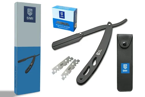 SMI Rasiermesser Rasiermesser Wechselklinge Herren Barber Bartrasierer, mit 100 Klingen und Etui